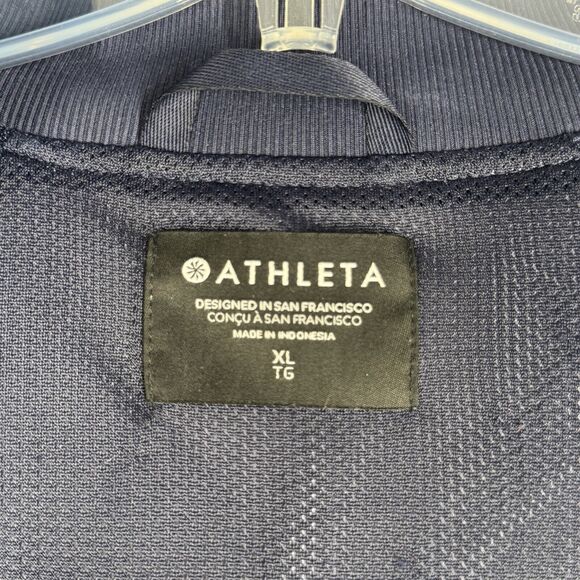 Athleta Jacket Women XL Captivate Chrome Blue Brooklyn Bomber Workout Athleisure - Picture 7 of 10